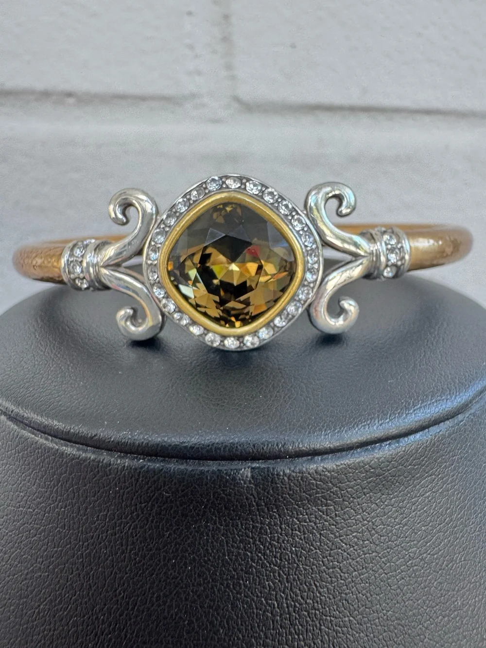 Brighton 'Lions Eye' Bracelet in Silver, Gold, & Amber Crystal